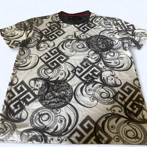 V.I.P. Collection graphic t-shirt with repeating geometric designs, size M
